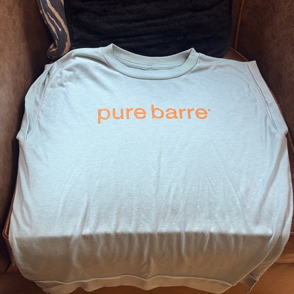 Pure Barre light green Tee with Orange Logo - Picture 1 of 6
